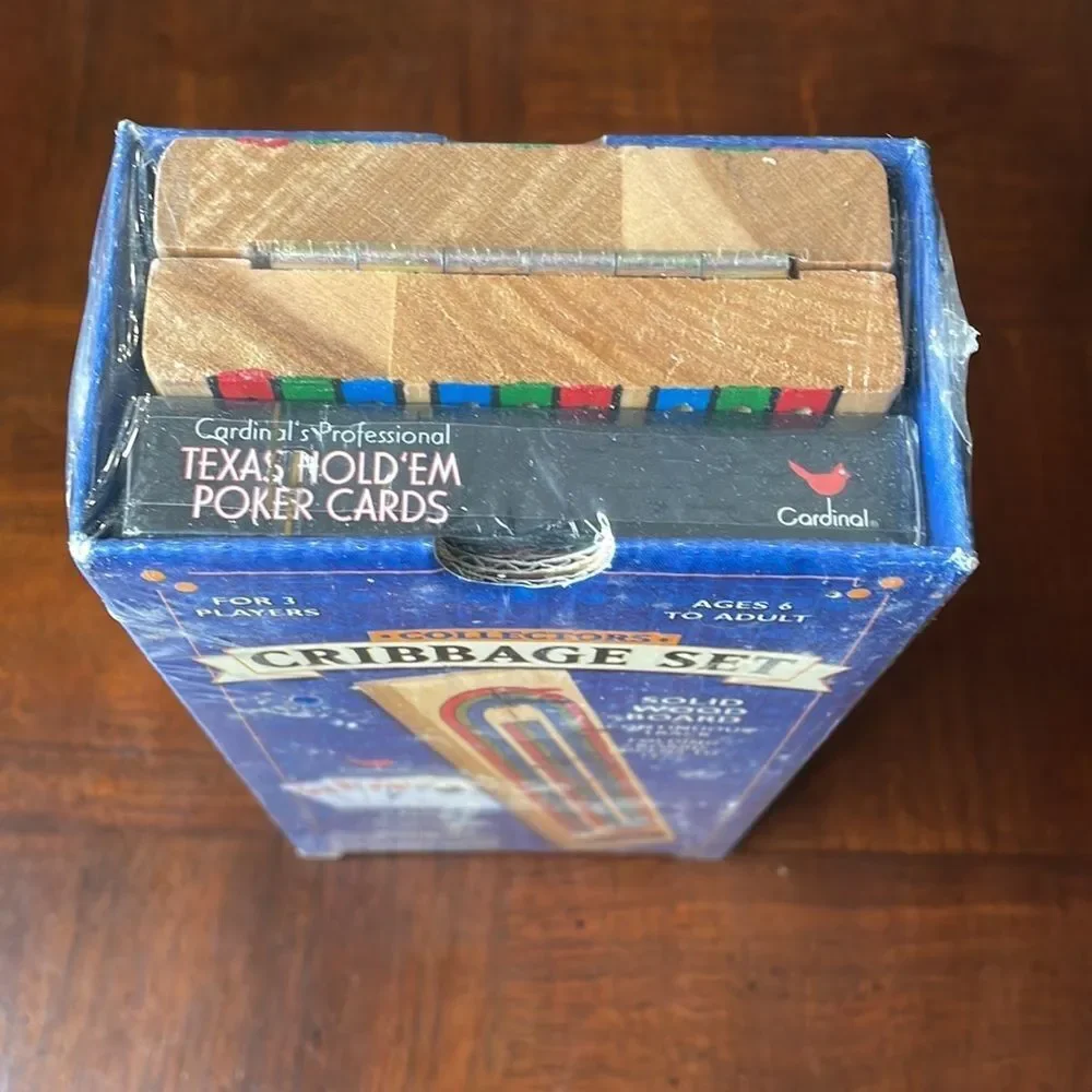 Solid Wood Cribbage Set with Playing Cards New Sealed - Picture 3 of 6